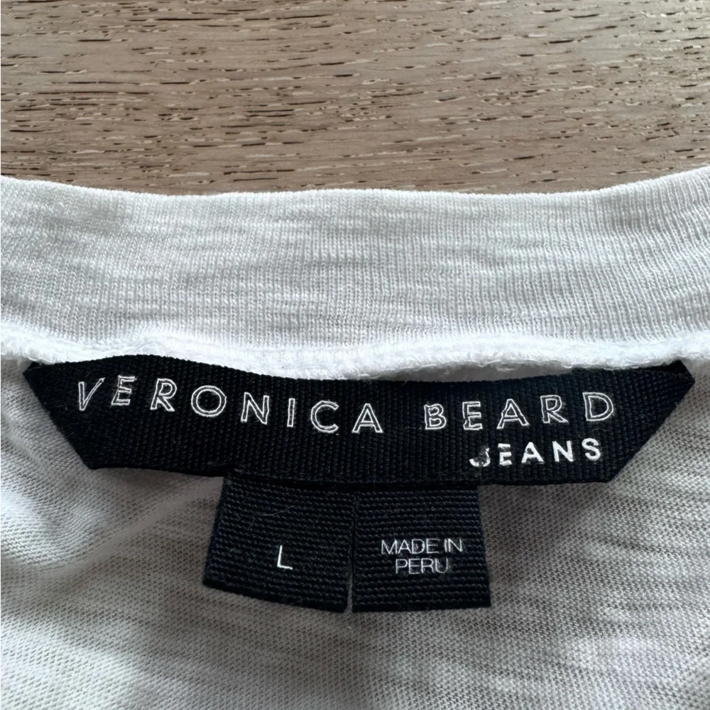 NEW VERONICA BEARD Bouvet Smocked Shoulder tee L Pima cotton